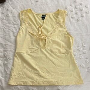 Light Yellow Lace Detail Tank Top
